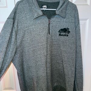 Roots Heather Green Half-Zip Sweater